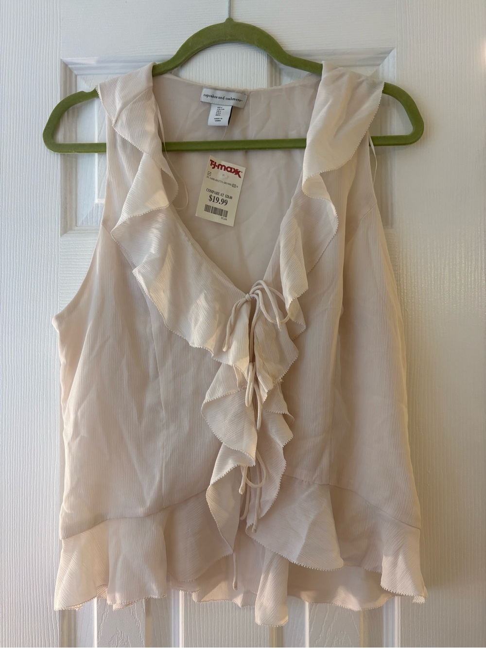 cupcakes & cashmere Ivory Ruffle Tie-Front Sleeveless Camisole